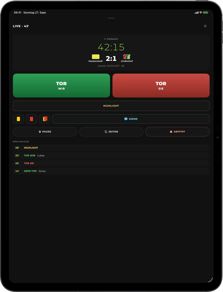 iPad: Live-Erfassung