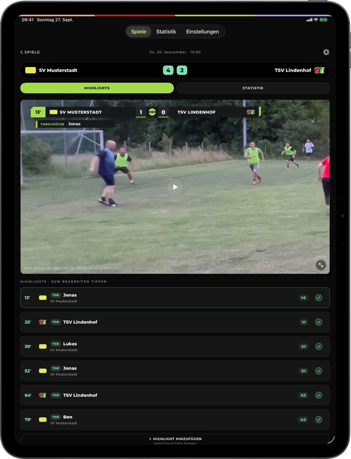 iPad: Spiel mit Highlights